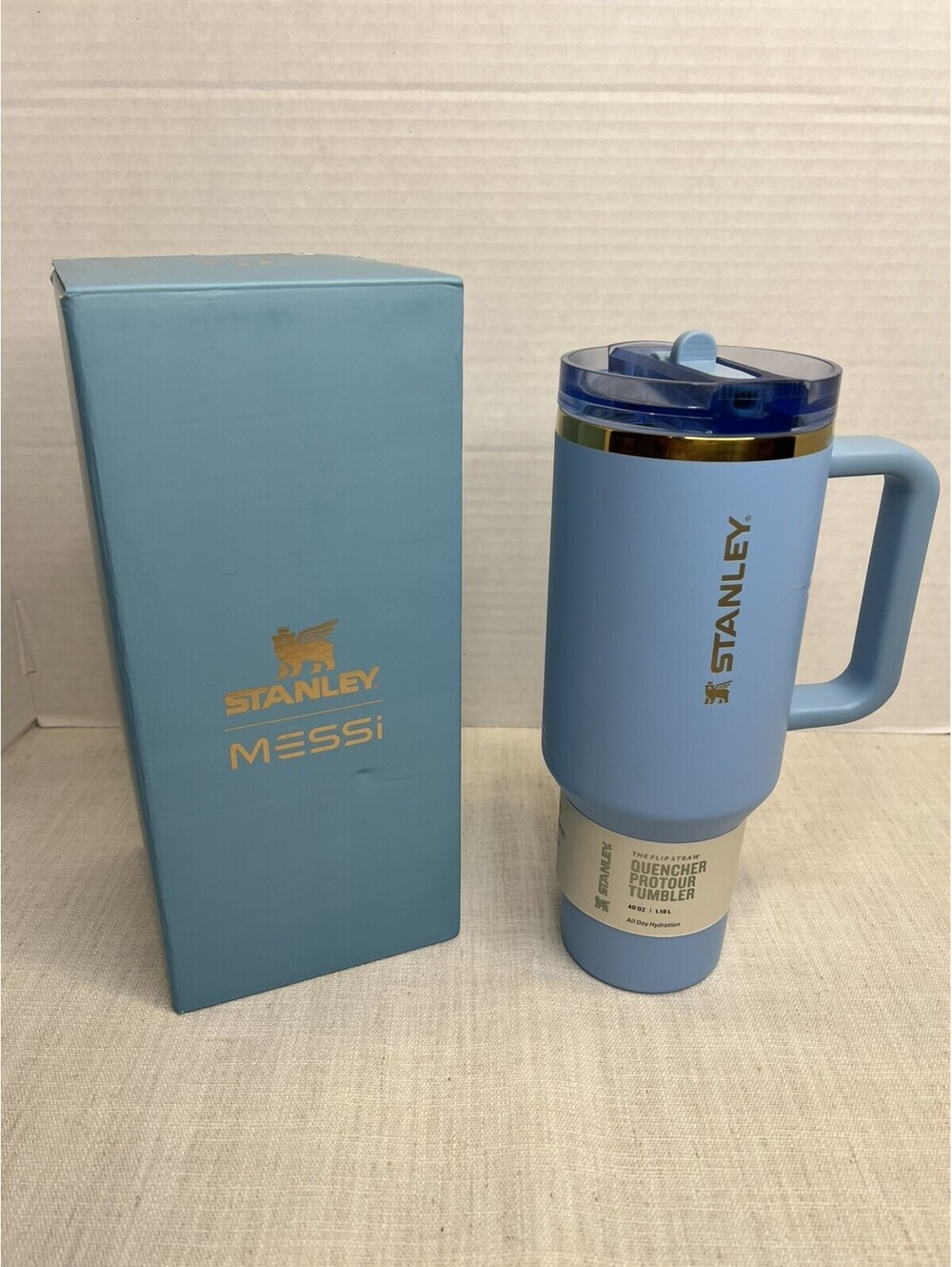 MESSi x Stanley 1913 Quencher Pro Tour Flip Straw Tumbler 40 Oz Striker Blue